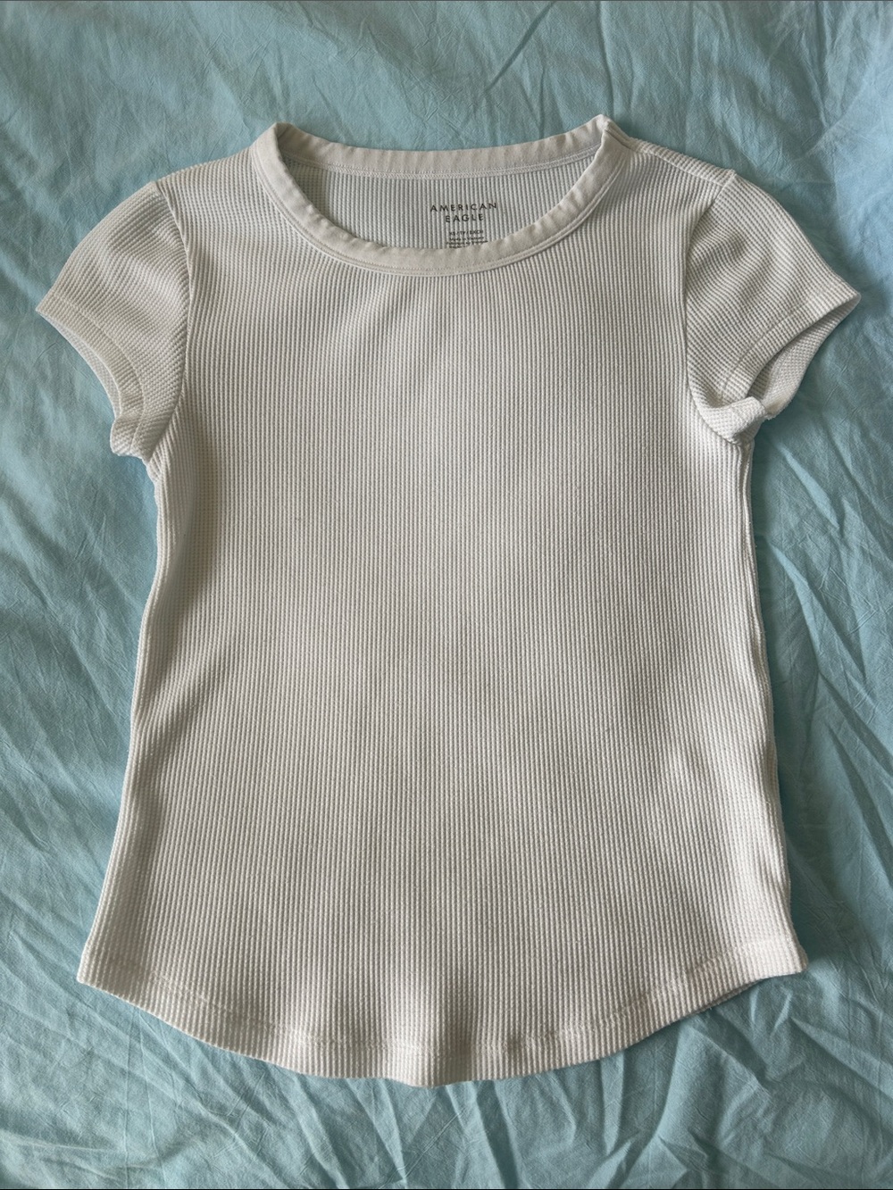 American Eagle Women’s XS Plain White Ribbed Tee